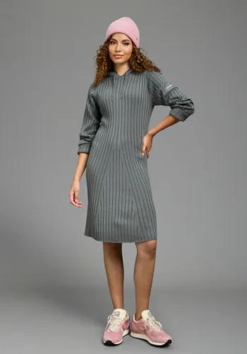 KangaROOS Strickkleid mit Rippstrick, Langarm, figurbetonte Passform, elastisch