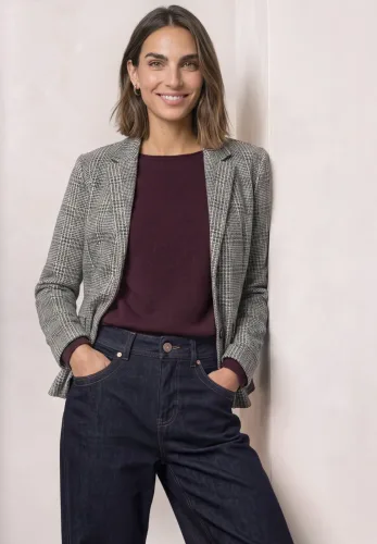 Street One, Blazer mit Karomuster und Knöpfen