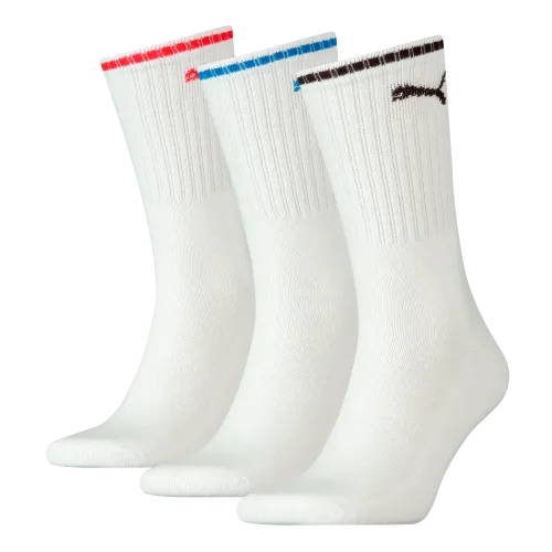 Puma, PUMA Sportsocken "PUMA UNISEX STRIPED CREW SOCK" 3 Paar tlg. Komfort-Bund, Frottee-Polsterung, flache Zehennaht