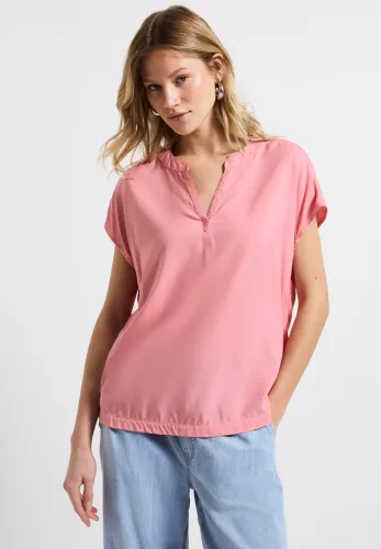 Street One, Split Neck Bluse in Unifarbe