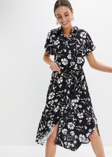 bonprix, bonprix Blusenkleid aus reiner Viskoseschwarz 48Damen