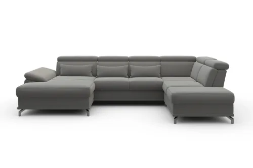 Sit & More, sit&more Wohnlandschaft "Cabrio U-Form, B: 359 cm, mit Sitztiefen-, Arm- & Kopfteilverstellung" 3 Nierenkissen, Federkern, optional Bettfunktion und Stauraum