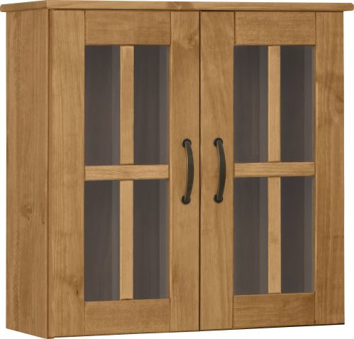HOME AFFAIRE, Home affaire Hängeschrank »Rodby«, FSC®-zertifiziertes Massivholz, mit Glastüren und Griffen aus Metall, Breite 60 cm, Höhe 60 cm