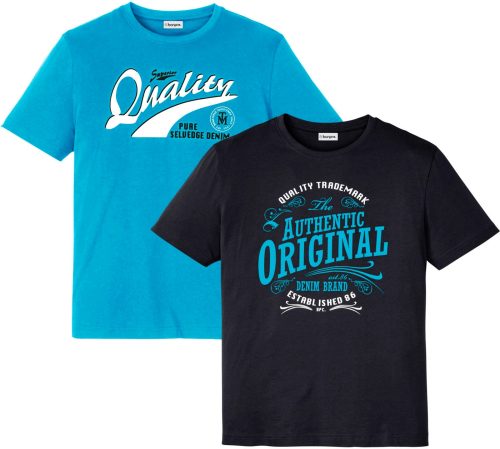 bonprix T-Shirt Packung, 2 Stk. Regular Fit, Kurzarm-Design, aus Baumwolle, mit Frontdruck