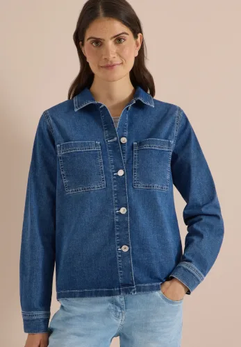 cecil, Denim Overshirt mit Knopfleiste