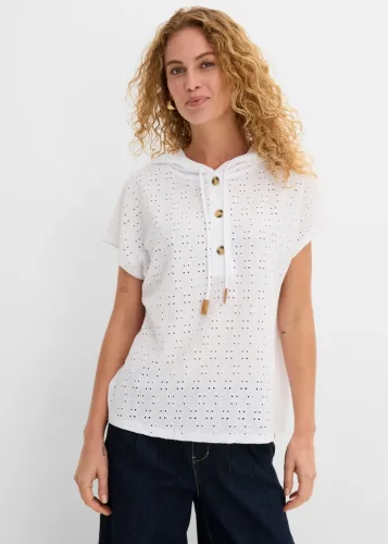bonprix, bonprix Kapuzen-Henleyshirtweiß 40Damen