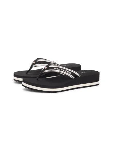Tommy Hilfiger, Tommy Hilfiger Flip Flops mit Keilabsatz - Black EU38 Damen