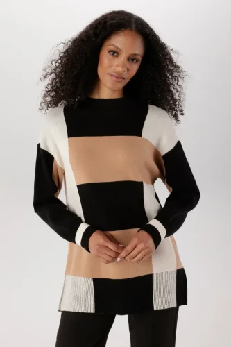 Aniston Selected, Aniston SELECTED Strickpullover in trendstarker Color-Blocking-Optik allover - NEUE KOLLEKTION