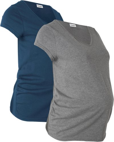 bonprix Umstandsshirt Packung, 2 tlg. figurumspielende Passform, kurze Ärmel, mit seitlichen Raffungen