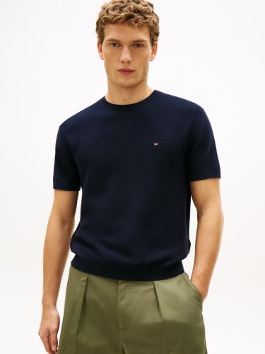 Tommy Hilfiger, Tommy Hilfiger Kurzarmpullover "COOL TOUCH STRUCTURE" Relaxed Fit, aus Strick