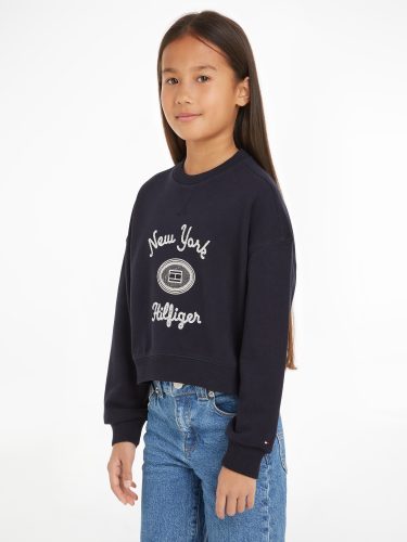 Tommy Hilfiger, Tommy Hilfiger Langarmshirt »HILFIGER NY EMBROIDERED CREWNECK«, Kinder bis 16 Jahre mit Logostickerei