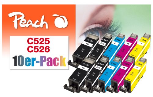 Peach - Tinte PGI-525CLI-526 Multi-10-Pack C, M, Y, BK, 1100 Seiten