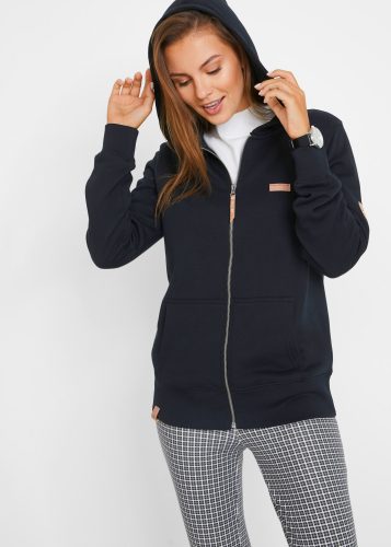 bonprix Kapuzensweatjacke mit Kapuze, mit Kängurutaschen, aus Baumwolle, mit Reissverschluss