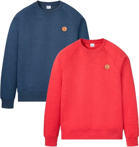 bonprix, bonprix Sweatshirt, 2 Stk. Regular Fit, unifarben, aus Baumwolle und Polyester