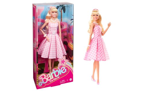 Mattel, Barbie Signature The Movie - Margot Robbie als Barbie Puppe zum Film im rosa-weißen Karo-Kleid, Spielfigur