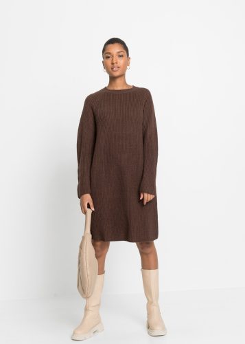 bonprix Strickkleid aus Polyacryl, lockere Passform, knielang, mit Rundhalsausschnitt