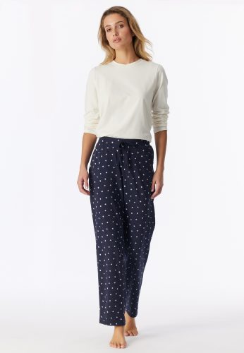 Schiesser, Schiesser Hose Dunkelblau/Weiss gemustert - Mix+Relax für Damen, Größe L, 95 % Baumwolle, 5 % Elasthan