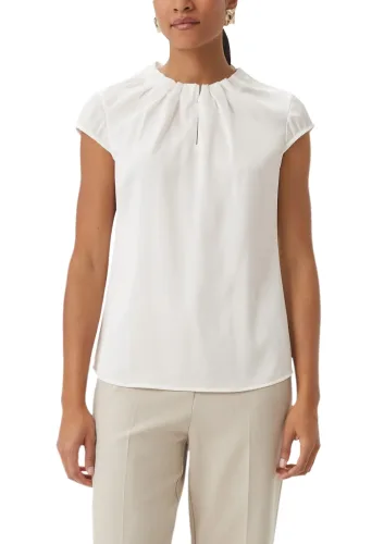 Comma Satinbluse mit Raffung am Hals