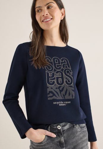 Cecil Langarmshirt modernes Front-Artwork mit Stickerei