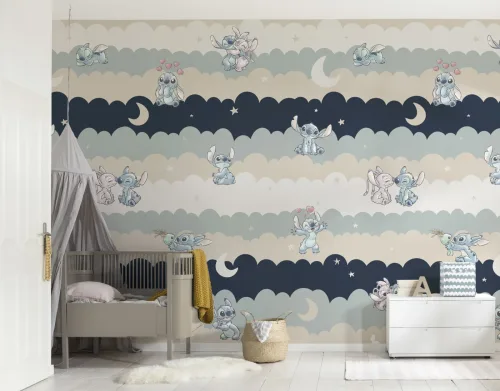 Komar, Komar Vliestapete "Disney Lilo and Stitch Cozy Clouds" bedruckt glatt Rolle mit 212 x 250 cm