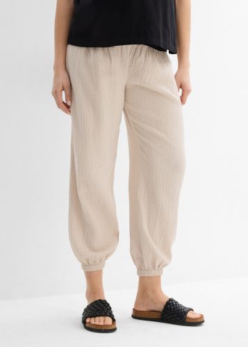 bonprix Umstandshose aus Baumwollmusselin, mit elastischem Smockbund, Loose Fit