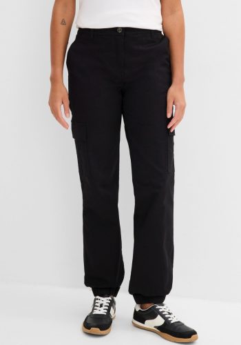 bonprix Cargohose aus Baumwolle mit Elasthan, lockere Passform, mit Bequembund