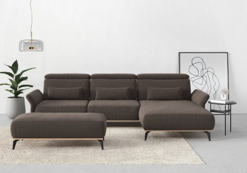Places of Style Ecksofa »Fjord«, massiv, wahlweise mit Armlehnfunktion, Kopf- Sitztiefenverstellung