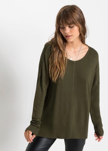 bonprix Strickpullover Viskose-Feinstrick, oversized, Seitenschlitze, hinten länger
