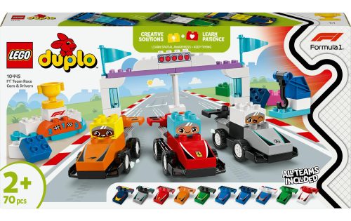 LEGO, 10445 DUPLO F1 Team Rennautos mit Rennfahrern, Konstruktionsspielzeug