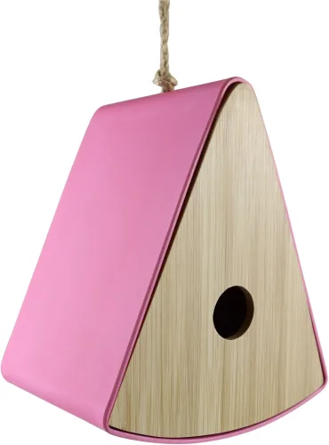 Am Design, AM Design Dekofigur "Vogelhaus "Pyramide" aus Bambus" in gelb, pink oder grün