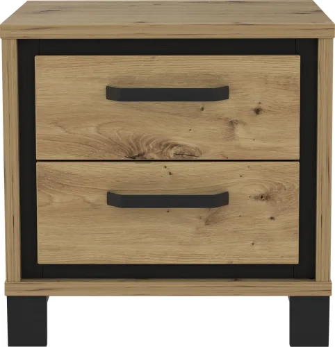 CONFORAMA, Nachttisch TRONDHEIM 2 Schubladen 49.4x41.5x49.3cm artisan eiche dekor