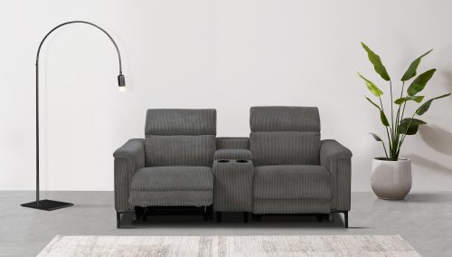 Goodproduct, GOODproduct 2-Sitzer "LUND Cord, Relaxfunktion, TV-Sessel, manuell/elektrisch (USB-A)" Kopfteilverstellung, Getränkachhalter, u. Staufach