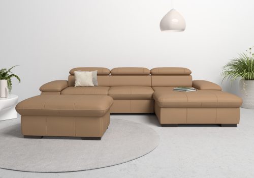 HOME AFFAIRE, Home affaire Ecksofa »Alberto«, wahlweise mit Bettfunktion, inkl. Kopfteilverstellung, mit Recamiere