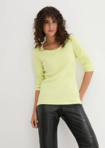 bonprix Langarmshirt leicht taillierte Passform, Rundhalsausschnitt, aus reiner Baumwolle