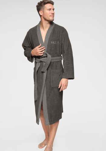 H.I.S, H.I.S Unisex-Bademantel »Hannes«, (1 St.), mit farblich abgesetzten Gürtel und Kragen