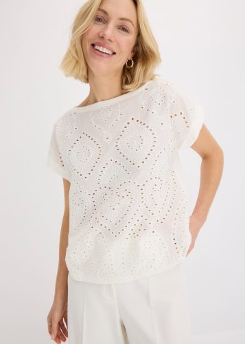 bonprix T-Shirt Oversize-Passform, mit Lochspitze, Kurzarm-Design