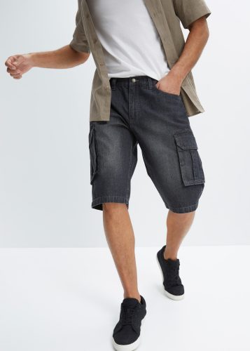 bonprix Bermudas aus Baumwolle und Elasthan, Relaxed Fit, Cargo-Jeans-Design