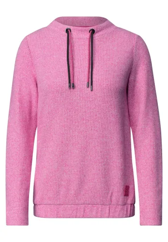 cecil, Shirt in Rippstruktur mit Funnel Neck
