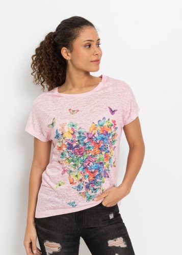 bonprix T-Shirt toller Materialmix, überschnittene Schultern, hinten länger