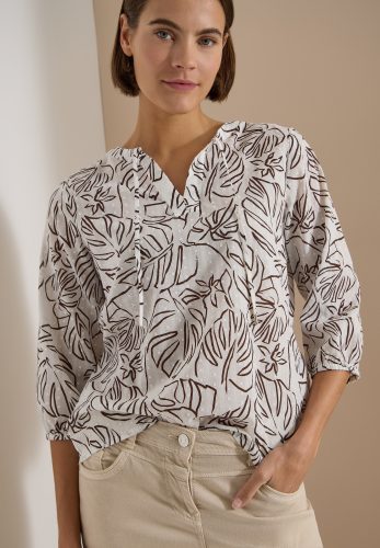 Cecil Druckbluse 3/4-Arm Sommerbluse-Tunika mit Blätterprint
