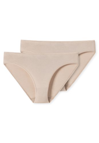 Schiesser, Schiesser Slip 2er-Pack Soft Beige gestreift - Modal Essentials für Damen, Größe M, 80 % Modal, 10 % Polyester, 10 % Elasthan