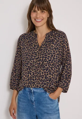 cecil, 3/4-Arm Tunika mit Split Neck und Leo-Muster