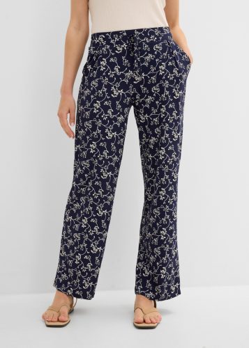 bonprix Palazzohose aus Viskose und Elasthan, mit Bequembund, lange, fliessende Form