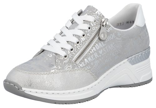 Rieker Sneaker mit Lettern bedruckt, Freizeitschuh, Halbschuh, Schnürschuh