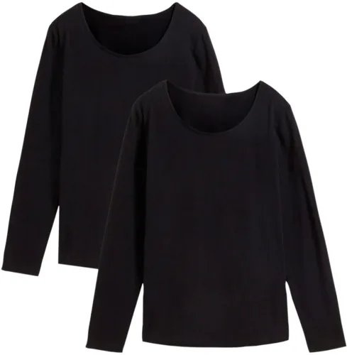 bonprix, bonprix Langarmshirt (2er Pack)schwarz 56Damen