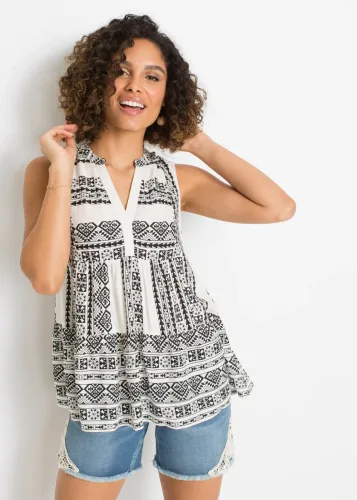bonprix, bonprix Blusentop aus softer Viskoseschwarz 38Damen