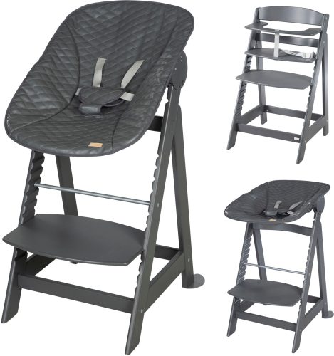 Roba, roba Treppenhochstuhl Born Up anthrazit Set 2 in 1 inkl. Aufsatz Graphit gesteppt