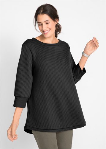 bonprix Sweatshirt, langer Schnitt, mit U-Bootausschnitt, mit Ballonärmeln