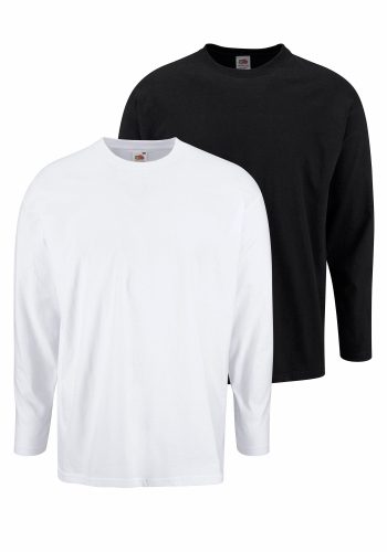 Fruit of the Loom Langarmshirt Packung, 2 Stk. aus reiner Baumwolle, 2-er Pack