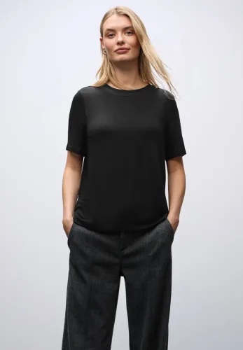 STREET ONE Kurzarmshirt mit Chiffon-Detail